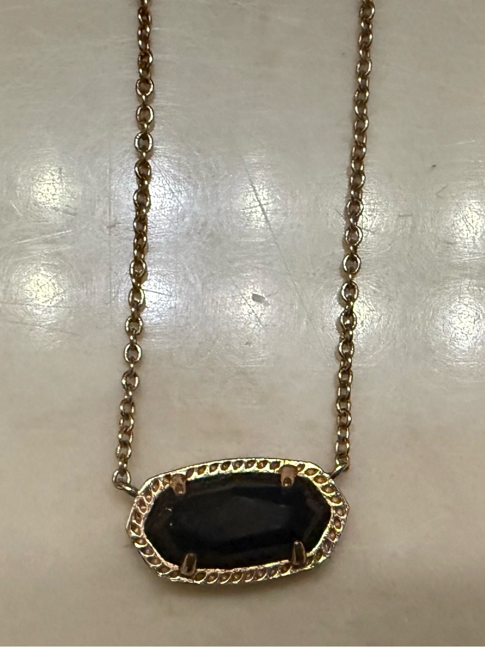 kate spade Gold-Tone Necklace with Black Faceted Pendant